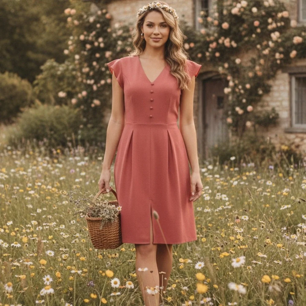 NEW Monteau cap sleeve Midi Dress MAUVE SMALL - Picture 2 of 6